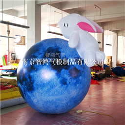 大(dà)型充氣月球氣模定制宇航員(yuán)發光(guāng)月亮月兔裝飾卡通中秋節美陳模型